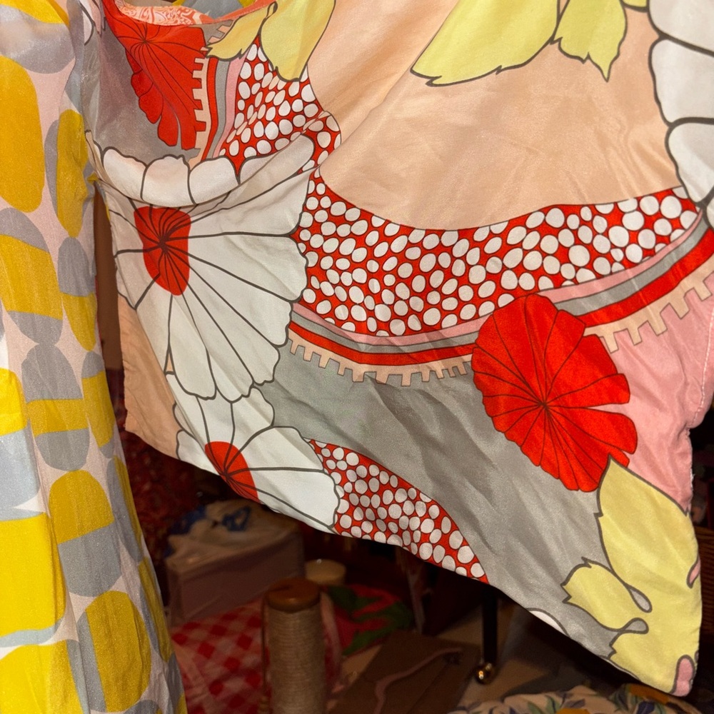 Eloise 100% Silk Kimono- Orange, Yellow, and Green pattern o/s ANTHROPOLOGIE - Picture 4 of 5